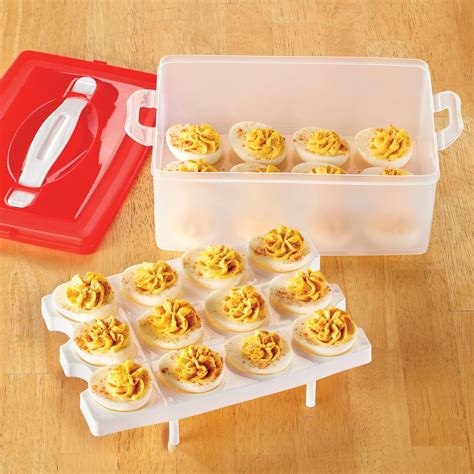 Deviled egg holder with lid - TIAN CHEN Deviled Egg Tray with Lid, 2-Layer, Food Storage Container with Handle, Egg Holder for Refrigerator, large, 40 eggs (Green) Brand: TIAN CHEN. 4.5 4.5 out of 5 stars 541 ratings | Search this page . $20.99 $ 20. 99. Get Fast, Free Shipping with Amazon Prime. FREE Returns .